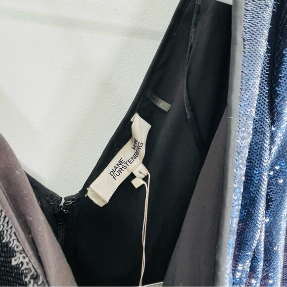 NWT Diane Von Furstenberg DVF Sequin One Shoulder Ruffle Mini Dress 6 - Picture 7 of 16